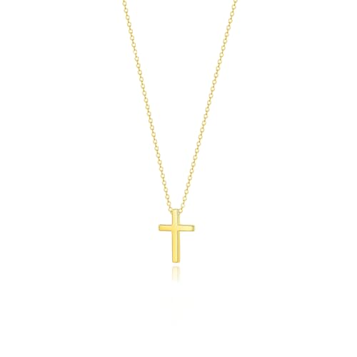 Zeffy Cross Necklace for Women, 18k Gold/Silver Plated Tiny Cross Pendant Necklace Simple Layered Cross Necklaces for Girls Gold Jewelry for Women, Gold Plated, No Gemstone