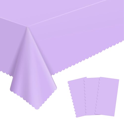 Image of NatNarr 3 Pack Light Purple Tablecloths, Plastic Lavender Table Cloths