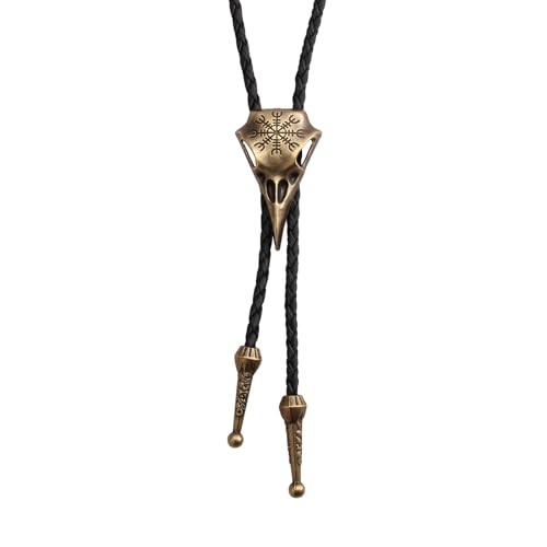 Image of Jeilwiy Bolo Tie for Men Western Cowboy Tie Necklace Gold Bolo Tie Leather Necktie Halloween Tie Accessories for Women