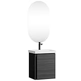 Planetm&ouml;bel Mobile sottolavabo 50 cm con specchio da bagno con illuminazione ovale, set di mobili da bagno con lavabo, sospeso, antracite