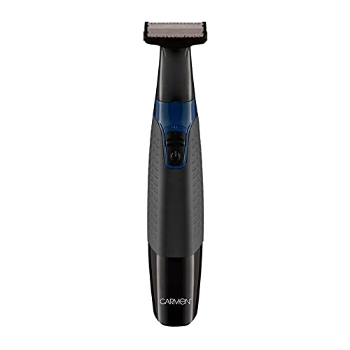 Carmen C81081 Signature Cordless Hair and Beard Trimmer Set with Dual Protection System and USB Charging Cable, Black and Blue