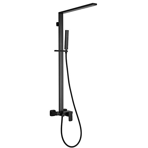 バスルームの高級レインミキサーシャワーシステム、浴槽用蛇口付き壁取り付け式トリプル機能シャワー蛇口セット、真鍮製シングルハンドル浴槽およびシャワートリムキット、マットブラック。