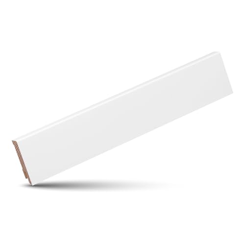 KGM Sockelleiste Modern - Weiß lackierte Fußbodenleiste aus Kiefer Massivholz RAL 9016 - Maße: 2400 x 16 x 58 mm - 1 Stück
