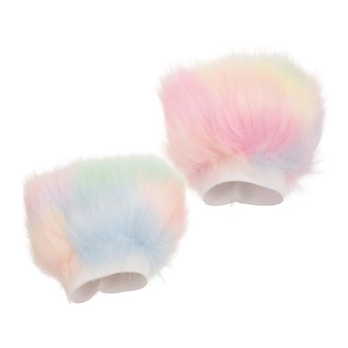 Didiseaon Furry Arm Sleeves for Women Hand Warmers Pink Fur Wrist Cuffs Arm Warmers for Cold Weather