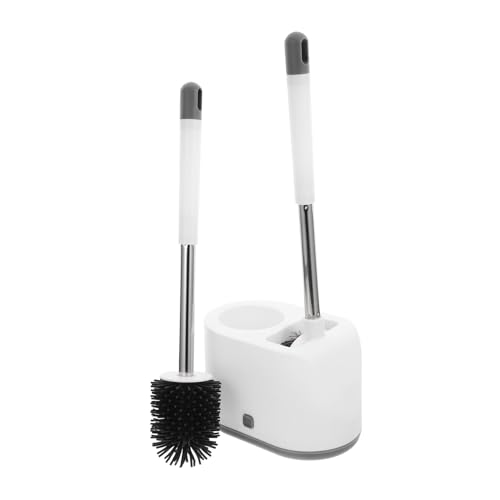 BESPORTBLE Escobilla de Baño Blanca con Soporte de Pared Mango Ergonómico Cabezal Flexible sin Daños Práctico para Limpieza Higiénica y Almacenamiento Compacto