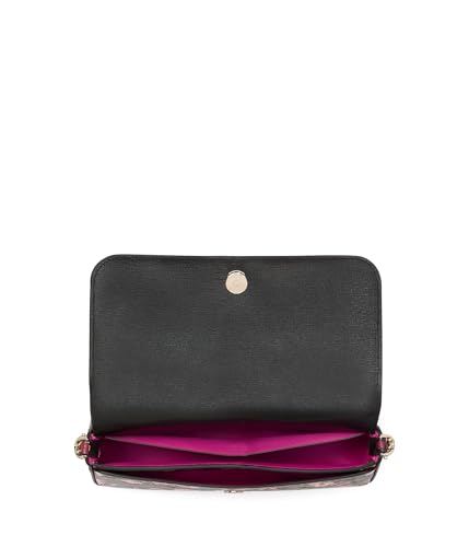 Kate Spade New York Devin Fall Poppies Embossed Saffiano Leather Flap Chain Wallet, Black Multi3