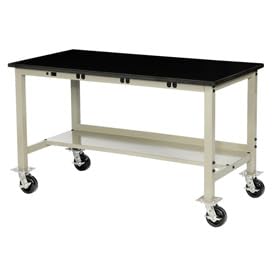 Mobile Lab Bench with Power Apron - Phenolic Safety Edge - Tan - 72 x 36 in.