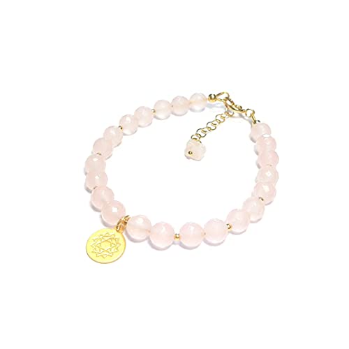 Bracelet Quartz Rose en Argent 925 Doré : bijou artisanal d'exception