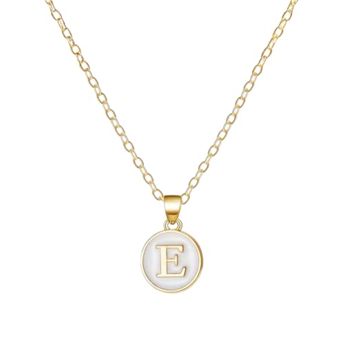 Image of Giftana Alphabet Locket with Chain, White Enamel Letter A-Z Pendant Necklace for Girls, Personalized Initial Name Gold Plated Pendant Necklace Gift for Girlfriend, Valentines Day Gifts for Woman