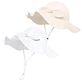 Baby Girl Sun Hat with UPF 50+ Outdoor Adjustable Beach Hat with Wide Brim Bucket Hats (6-12 Months)