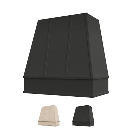 Riley & Higgs Black Wood Range Hood Cover, Tapered Front, 31.5'W x 36'H