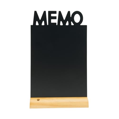 SECURIT - Tableau de Table Memo + Marqueur Blanc - Ardoise Porte-Menu Double-Face - Base en Bois Laqué - Pour Café, Bar, Restaurant - 34,5 x 21 x 6 cm -...