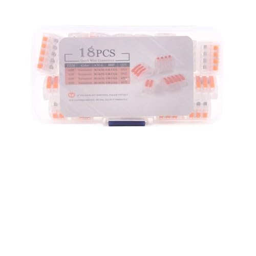 Compact Wire Connectors Lever Nut Terminal Block,18/20/35/46PCS Electric Cable Connector for Lighting Electrical Control,Reusable Wire Terminal Block Home Tools of Insulating Solder (18-Transparent)