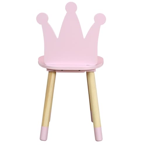 Home Deco Kids HD6922 Stuhl, Kronen-Design, Rosa, für Kinder, Kinderzimmer, Möbel, Dekoration, Holz, Kiefer, 28 x 27 x 54 cm