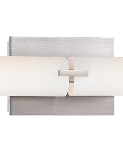 Image of GEORGE KOVACS P5046-084-L Tube LED Vanity Bath Light, 2-Light, 40 Total Watts, 4.75-in H x 39.75-in W, Brushed Nickel