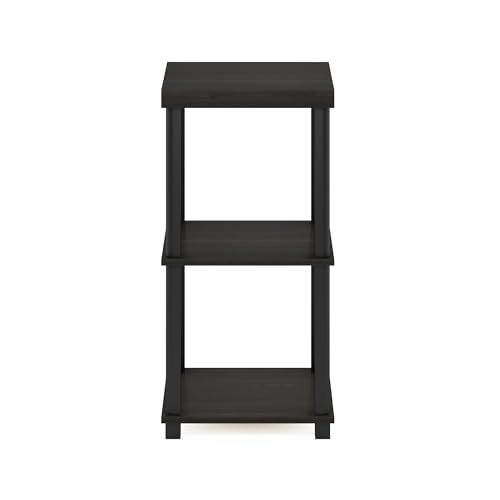 Image of Furinno Turn-N-Tube Side Table, 3-Tier Thick Tabletop End Table with Open Shelf, Toolless Assembly Night Stand, Bedside Table, for Living Room, Bedroom, Espresso