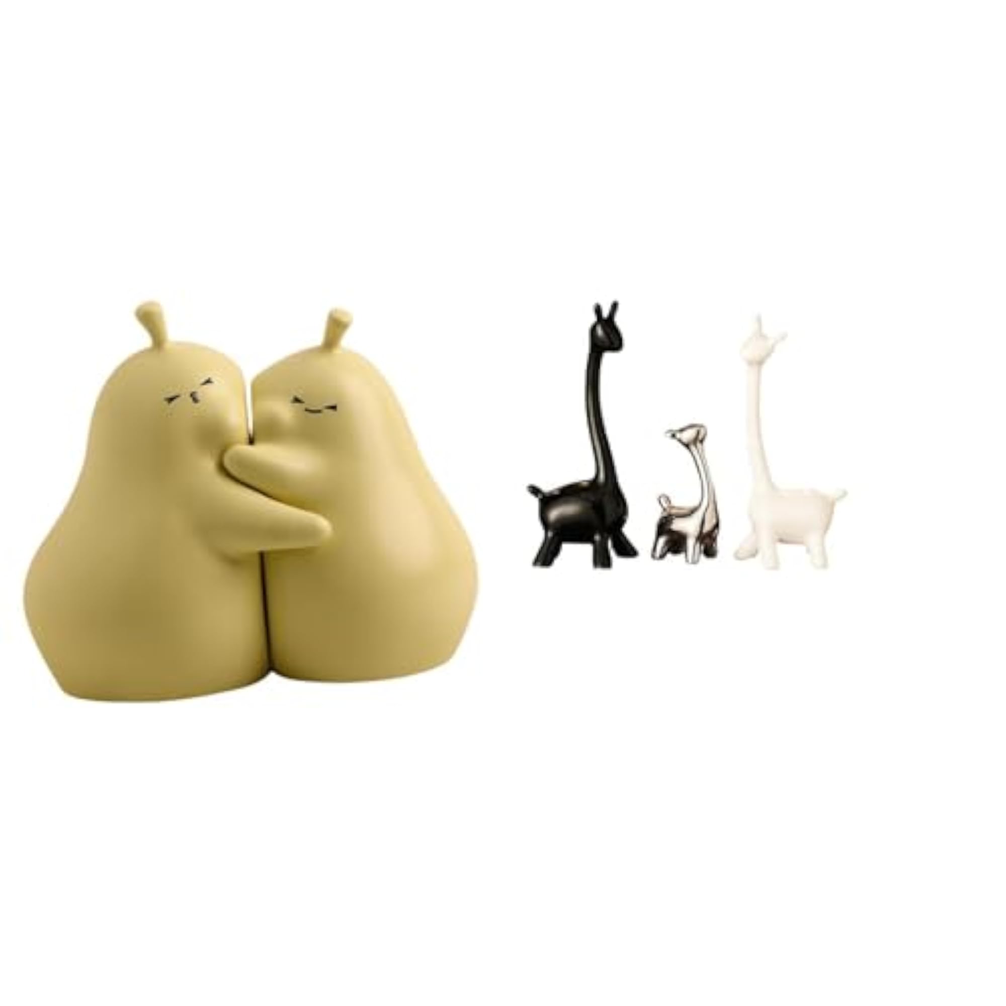Hugging Pear Book Stand Ceramic Bookend, Giraffe Figurines Statue
