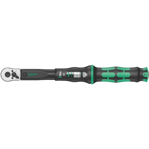 Wera 05075620001 Click-Torque C 1 Drehmomentschlüssel mit Umschaltknarre Schwarz, Grün, 1/2", 10-50 Nm