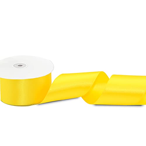 Image of Solid Color Double Faced Yellow Satin Ribbon 1 inch X 25 Yards, Ribbons Perfect for Crafts, Wedding Decor, Bow Making, Sewing, Gift Package Wrapping and More