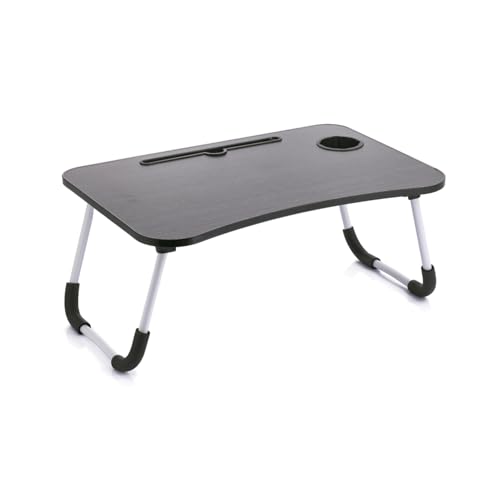 Mesa de Ordenador Portátil para Sofá, Bandeja Plegable para Cama, Mesita de Desayuno con Portavasos Multifunción (Negro Rayas)