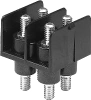 Studded Power Feed Thru Terminal Block - 3 Pole - 175A - 300 Volts AC/DC (UL) - 1/4-20 Thread Size - Studs Top & Bottom - Back Mount.