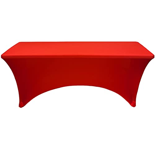 image for YOUR CHAIR COVERS - 5ft Red Rectangular Spandex Table Covers Fitted Ta