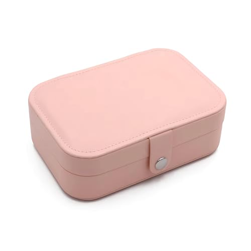 Image of Lazer Accessories Jewellery Organiser PU Leather Zipper Portable Storage Box Case with Dividers Container for Rings, Earrings, Necklace Home Organizer | Baby Pink