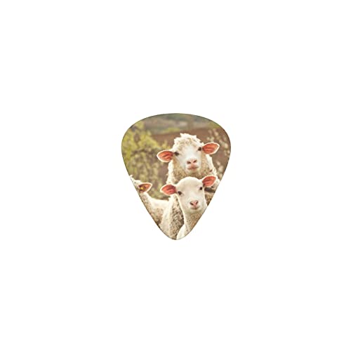 可愛い羊の群れ デザインギターピック guitar pick ティアドロップ型 エレキギター/アコースティックギター/クラシックギター/ベース等の練習に最適な12枚セット