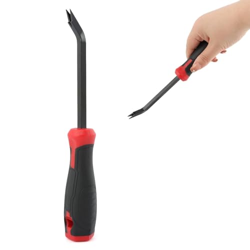 Staple Remover, Staple Puller, Chrome Vanadium Steel Stapl-e Lifter, 30° Ergonomic Handle Nail Puller for Carpet Wood Flooring & Furniture, Comfort Grip PP Handle(Color:Black + Red)