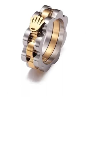 Anel Alian&ccedil;a Marca Luxuosa Prata Dourado (Prata com Dourado, 19)