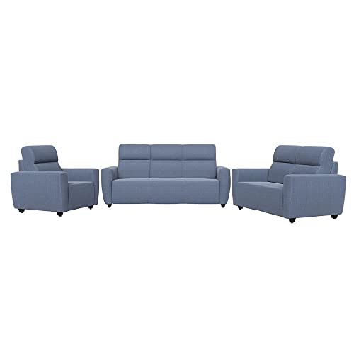 Image of Wakefit Sofa Set | 3 Year Warranty | Sofa 6 Seater, 6 Seater Sofa for Living Room, Wooden Sofa Set, Sofa Set 3+2+1 Seater - Belize(Omega : Blue)