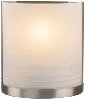 The allen + roth Merington wall sconce illuminated, showing a warm glow through its frosted glass shade.