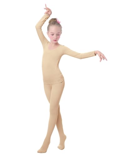 Daydance Nude Active Base Layer for Big Girls, Undershirt & Leggings for Dance, Ballet