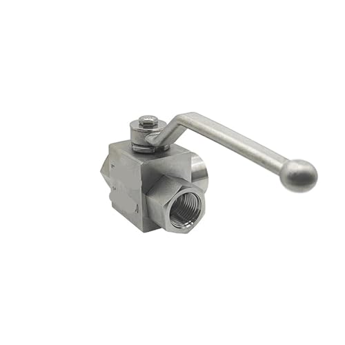 Vanne à bille à trois voies L 1/4 pouce en acier inoxydable pour haute pression hydraulique