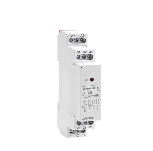 Module de relais 12v GR8-208 rail DIN avec configuration 3 contacts NO et 3 NF