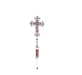 StealStreet SS-G-99904 Wind Chime Copper & Gem Cross Hanging Garden Decoration Collection