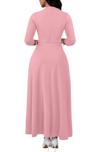 Image of FANDEE Maxi Dress for Women, Casual V Neck 3 /4 Sleeve Long Dresses with Pockets