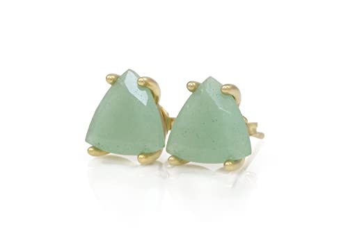 Boucles d'oreilles aventurine verte légères en or pour oreilles sensibles