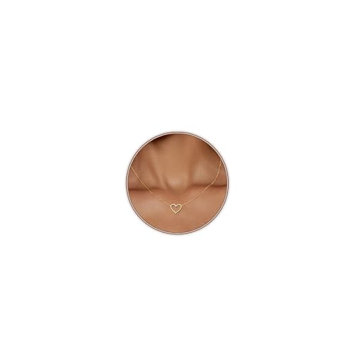 Zeffy Cute Heart Necklace 18k Gold/Silver Plated Tiny Heart Pendant Choker Necklaces Gold Love Heart Chain Necklace for Women Dainty Gold Jewelry Valentines Day Gifts for Women Girls Teen Girls, Brass