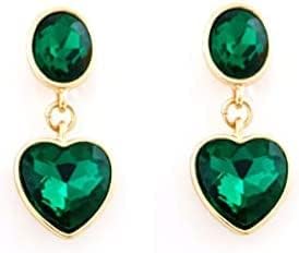 Heart Earrings Crystal Earrings Green Earrings Emerald Earrings Cubic Zirconia Drop Earrings Ladies Earrings Hypoallergenic Earrings for Women Girls