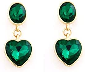 Pendientes de corazón, aretes de cristal, aretes verdes, aretes de esmeralda, aretes de gota de circonita cúbica, aretes hipoalergénicos para mujeres y niñas, Circonita cúbica Cover