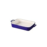 Vyloky Gusseisen-Bratreine, Rechteckig Emailliertes Backblech,Für alle Herdarten und Induktion geeignet (Blau, 40-26cm)
