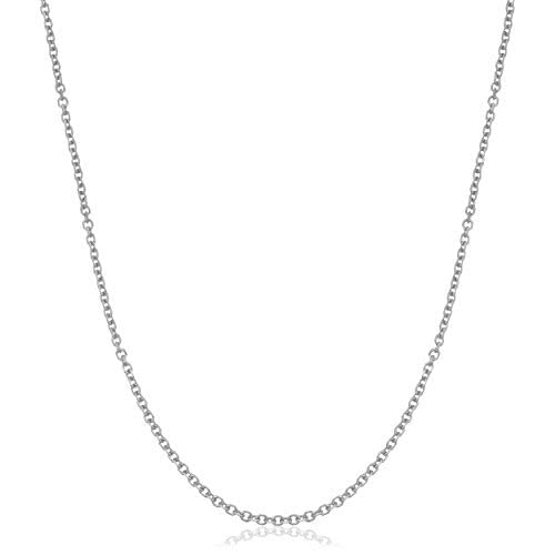 The Diamond Deal 14K Solid Yellow Or White Or Rose/Pink Gold 1.1Mm Shiny Diamond Cut Cable Link Chain Necklace For Pendants And Charms With Spring-Ring Clasp (20" And White-Gold) #TOP12