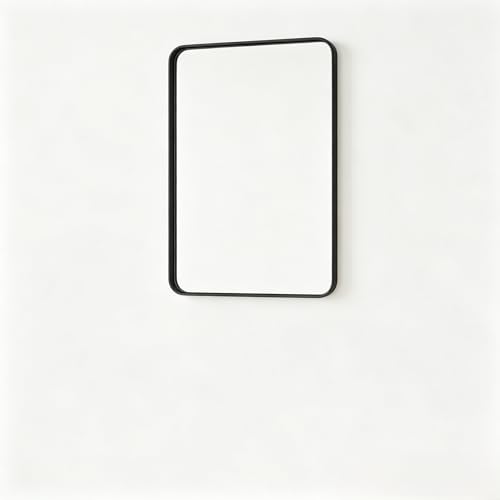 Anti-Fog Shatterproof Bathroom Mirror, 20"x28" Distortion-Free Rectangular Metal Frame Wall Mirror for Bathroom & Bedroom