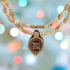 Radha Naam Tulsi Mala Tulsi Mala Kanthi with Shree Radha Name Locket Wooden Chain Holy Basil Tulasi - Image 3