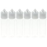 SHUATI 6Pcs 60ml Plastic Bottle, 2oz Empty Dropper Bottles, Transparent Squeezable PET Drop Bottle, Dispensing Container with Childproof Cap