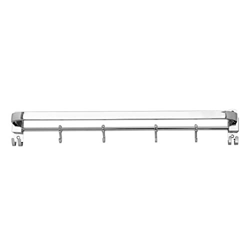 Image of USF Bath Accessories 304 Grade Stainless Steel Folding Towel Rod with Hooks, 24 Inch Towel Bar for Bathroom, Wall Mounted Napkin Rod, Chrome Finish, 3 Years Warranty