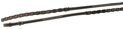 Showman 8' Round Braided Nylon Split Reins w/Medium Oil Leather Poppers (Brown)