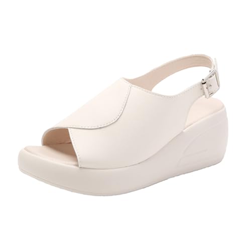 BlackeEight Women's Lightweight Wedge Sandals,Summer Peep-Toe Slingback Buckle Ankle Strap Comfortable Platform Casual Dressy Shoes