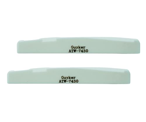 Guyker Acoustic Guitar Bone Bridge Saddle 6 String White Nuts Replacement Parts Accessories for Acoustic Folk Guitar, 2 Piece, Lower String Pillow 74x3x10mm ATW-7430